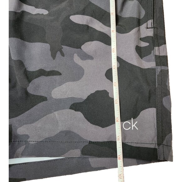 Calvin Klein Black Camo Stretch Euro Volley Solid 5" Swim (Median) - Picture 2 of 4